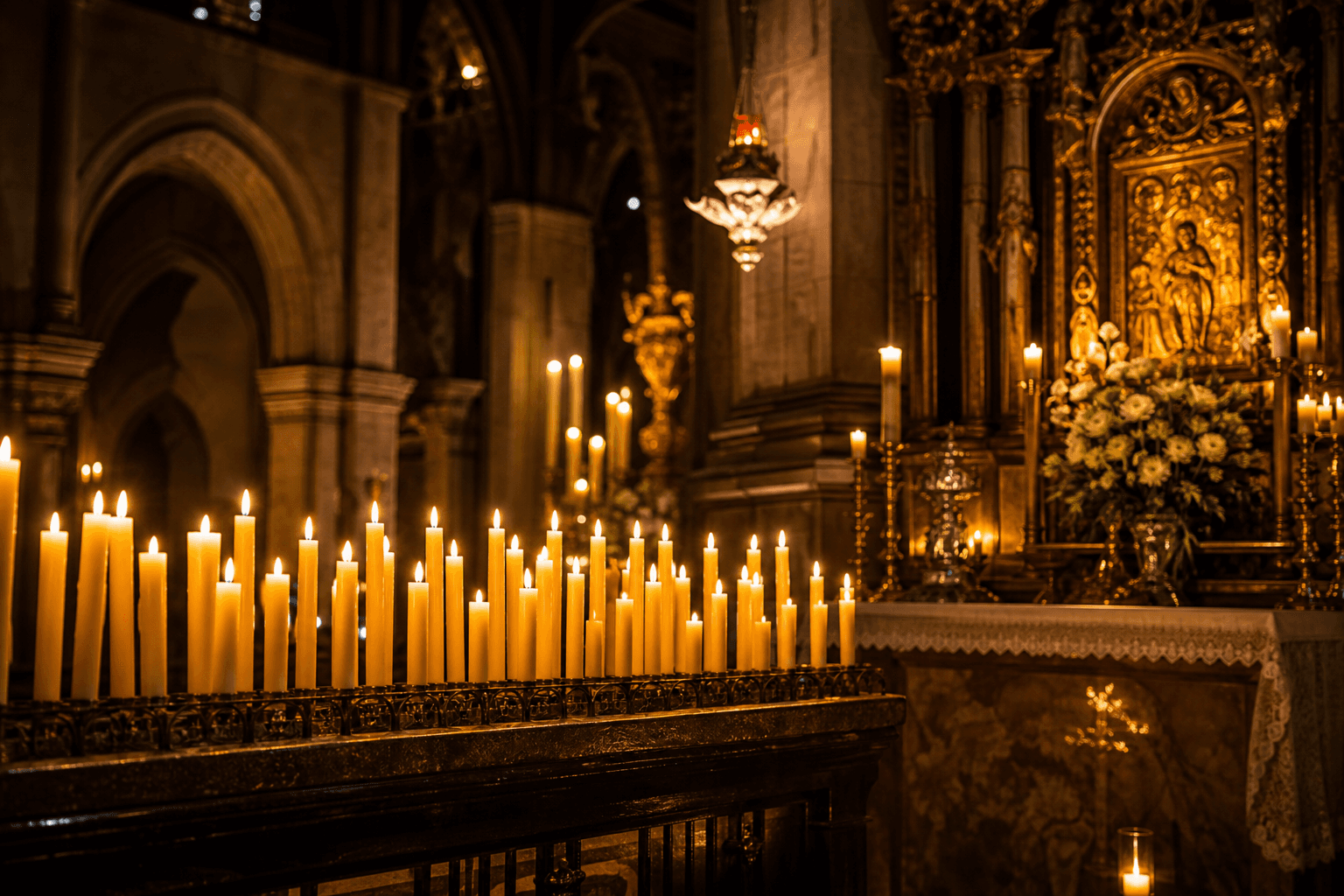 Kilise içi mum ışığı — Giresun spiritüel danışmanlık